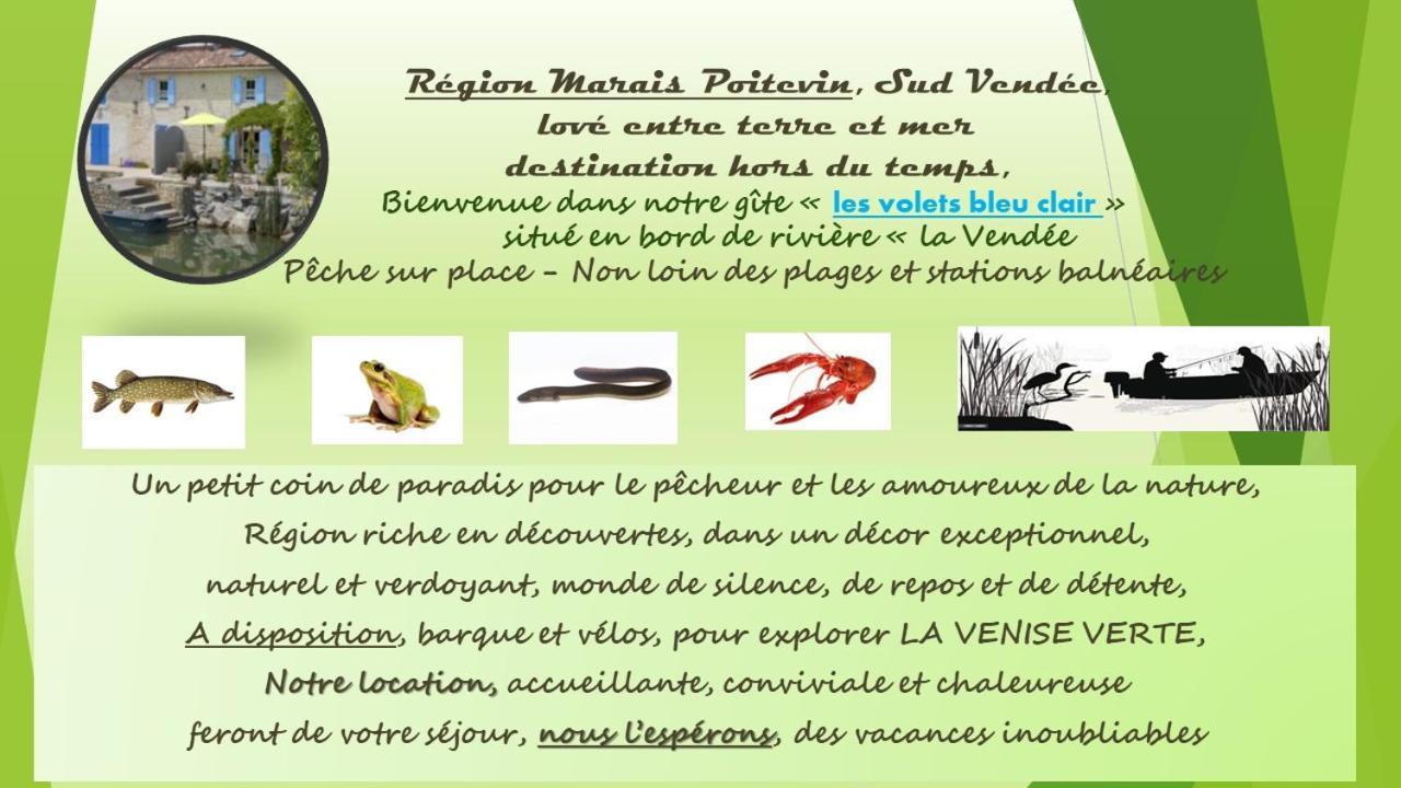 Marais Poitevin Bord Riviere Peche ,Barque, Velos, Wifi, Linge, Cheminee, Cuisine, Terrain De Boules La Taillee Exteriér fotografie